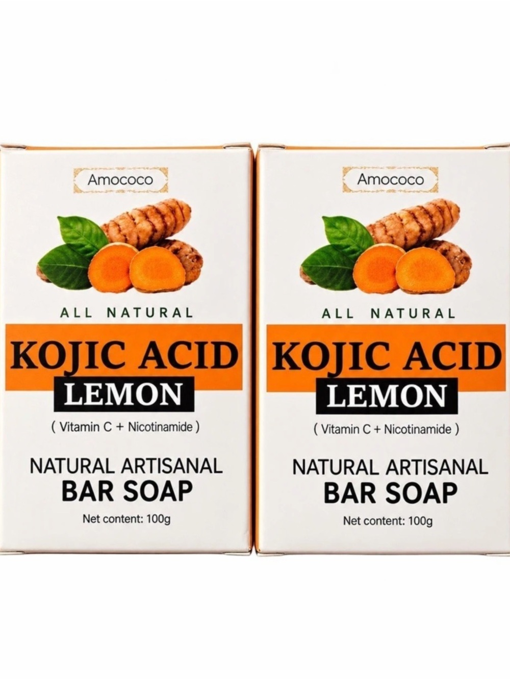 Amococo Kojic Acid Lemon Natural Artisanal Bar Soap 2-Pack